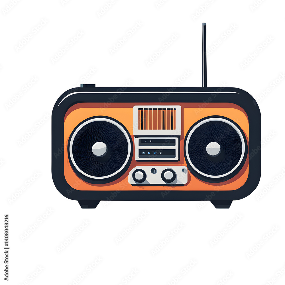 Modern design icon of a radio symbolising broadcasting, isolated on a empty plain background Modern design icon of a radio symbolising broadcasting, isolated on a empty plain background
