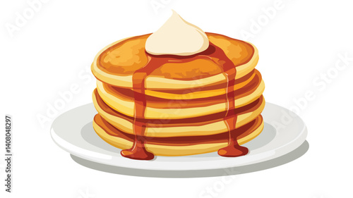 Delicious Flat Vector Pancakes Isolated on White Background for Food and Breakfast Concepts