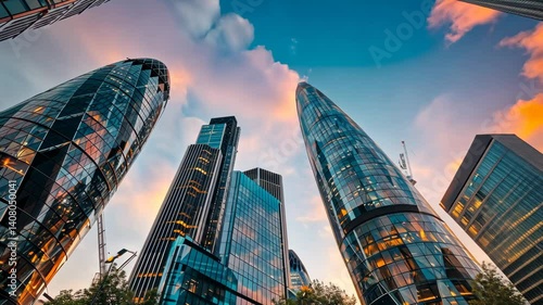 Modern buildings of financial district at London city