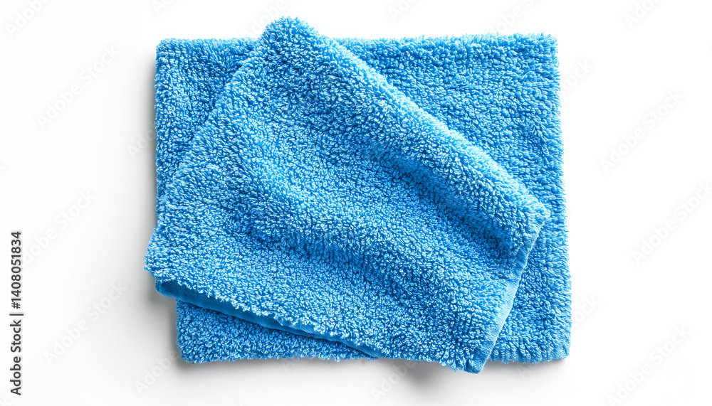 Clean blue microfiber cloth isolated on white, top view Clean blue microfiber cloth isolated on white, top view