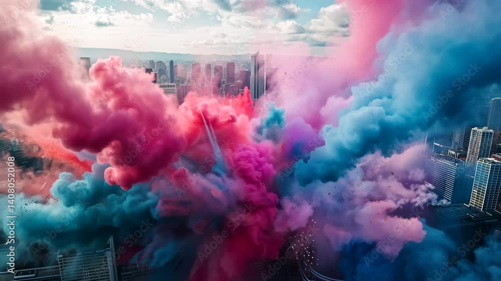 Farbiger Staubaufstieg auf hellem Grund