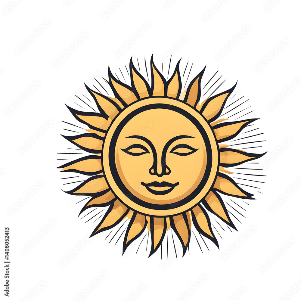 Modern design icon of a sun symbolising energy or positivity, isolated on a empty plain background Modern design icon of a sun symbolising energy or positivity, isolated on a empty plain background