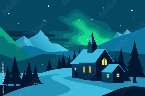 winter landscape with house