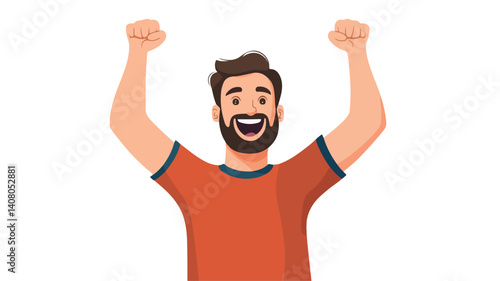 Triumphant Man Celebrating Victory with Raised Fists