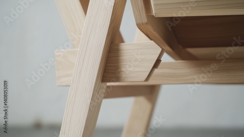 Carpenter constructing a wooden chair frame in a workshop. Featuring skill and focus