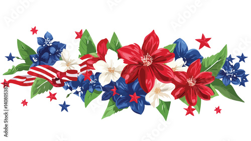 Independence Day Flower Bouquet Vector Isolated