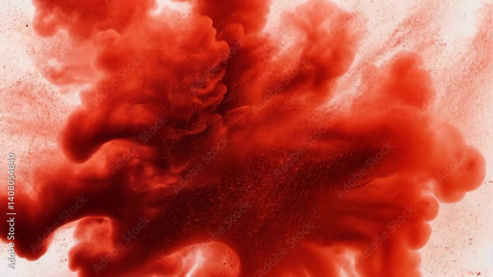 Staubwolke in kräftigem Rostrot auf Weiß