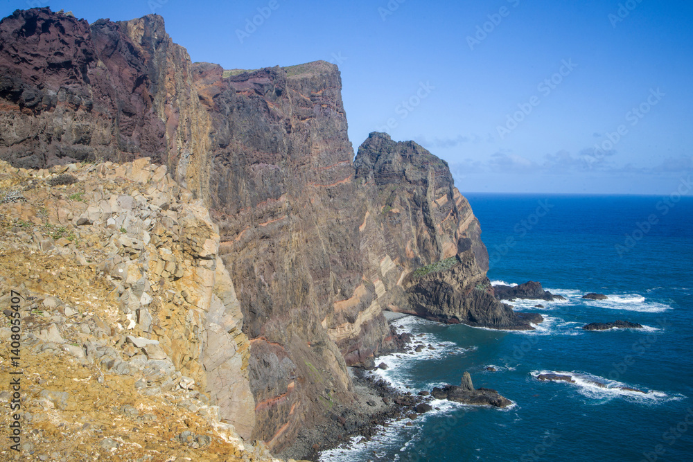 Scenic cliffs and ocean views at Madeira Ponta de Sao Lourenco during a sunny day