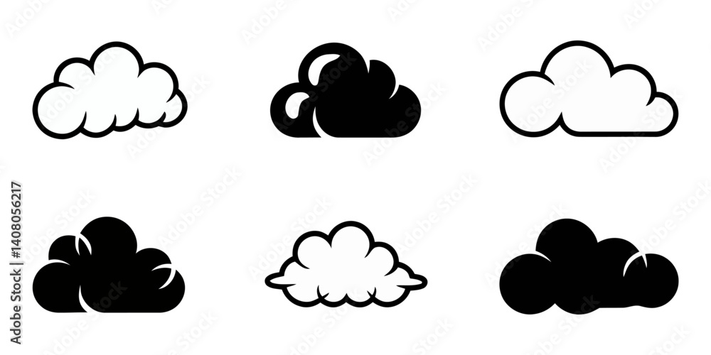 set of clouds art icons silhouette vector, .A set of Black icons of thunder lighting with cloud silhouette, silhouettes of modern clouds for an architecture render background set 2 silhouettes. set of clouds art icons silhouette vector, .A set of Black icons of thunder lighting with cloud silhouette, silhouettes of modern clouds for an architecture render background set 2 silhouettes.