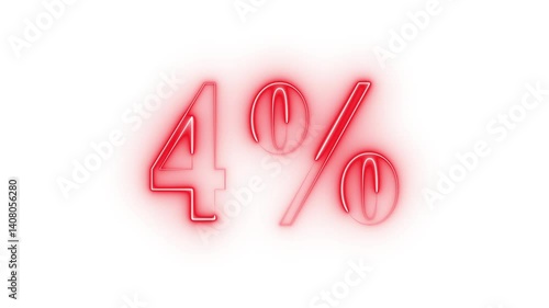  Neon Discount Text Animation. Glowing Neon Percentage. 