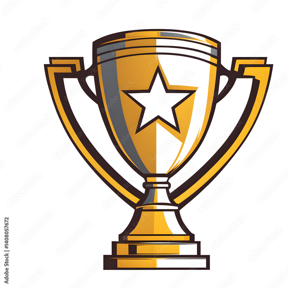Modern design icon of a trophy with star symbolising excellence, isolated on a empty plain background Modern design icon of a trophy with star symbolising excellence, isolated on a empty plain background