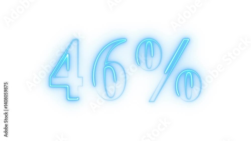  Neon Discount Text Animation. Glowing Neon Percentage. 