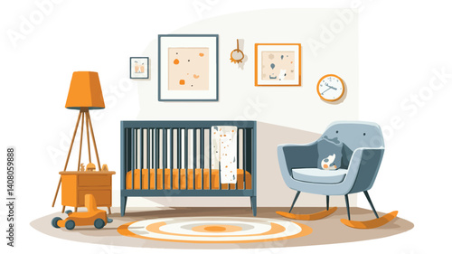 Modern Baby Bed in Children's Room Interior Design