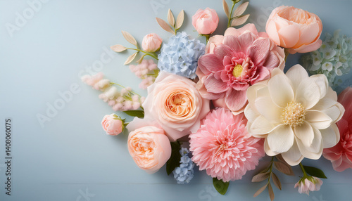 elegant floral composition in soft pastel tones