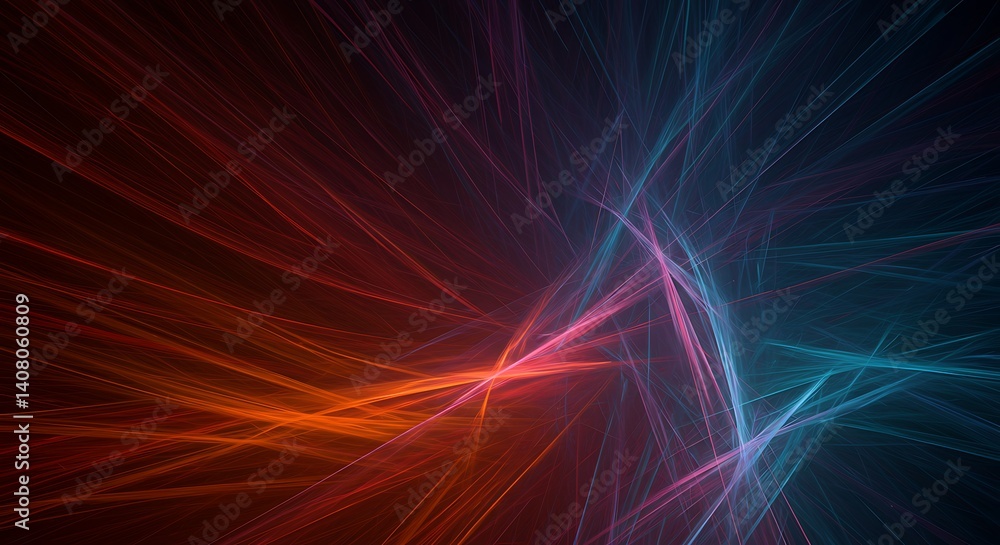 Obraz premium Ethereal Glow: Red & Blue Abstract Light Art AI Generated