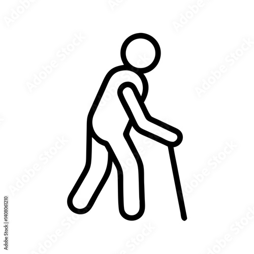 Elderly person with walker in colored accessibility icon