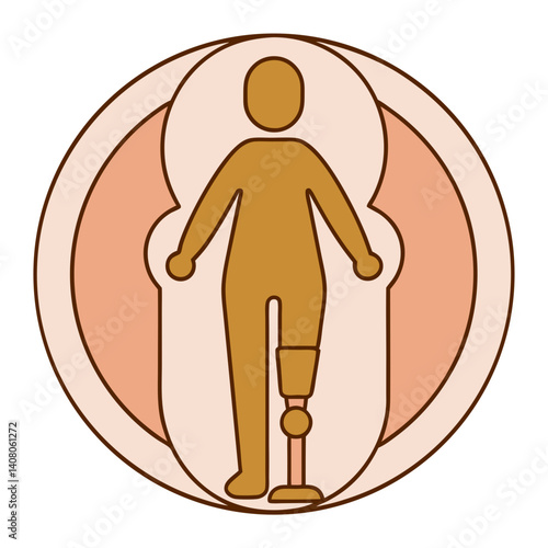Prosthetic leg symbol in colored circular icon