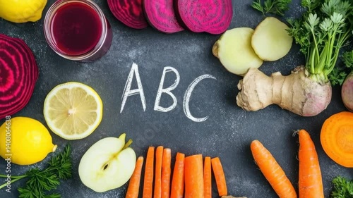 Ingredients for abc juice promoting wellness and detoxification