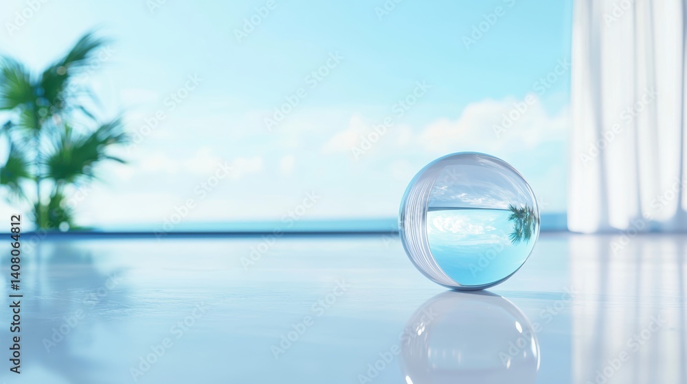 Sphere Transparent glass spheres resting on a sleek surface with soft reflections. Sphere Transparent glass spheres resting on a sleek surface with soft reflections.