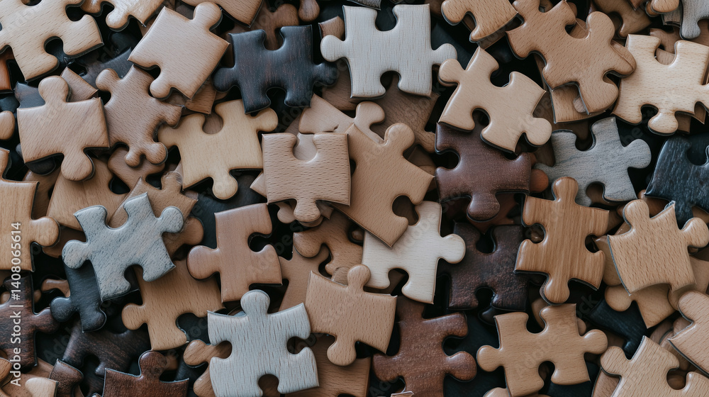 Professionals formed by puzzle pieces, illustrating company structure, collaboration, and integration of new employees