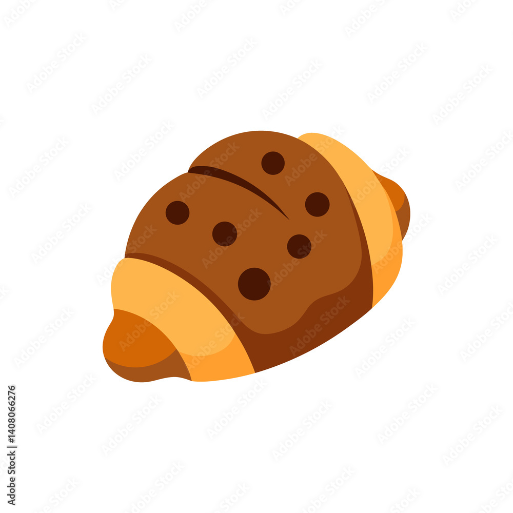 Pain au Chocolat with Chocolate Peeking on Transparent Background Pain au Chocolat with Chocolate Peeking on Transparent Background