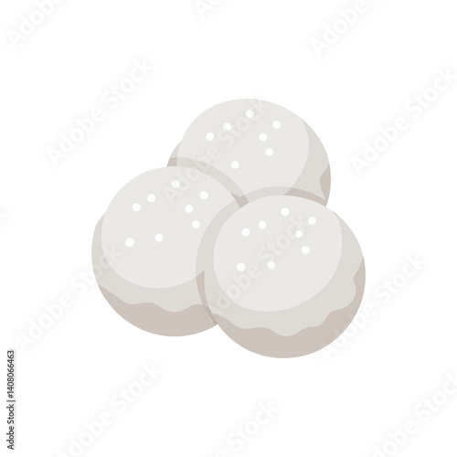 Snowball Cookies with Powdered Sugar on Transparent Background  