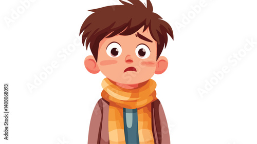 Sore Throat Cartoon Vector Illustration of Sick Patient