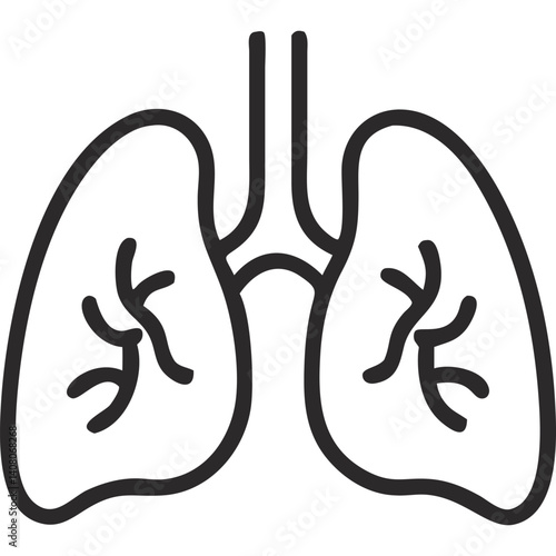 Simple line art illustration of healthy human lungs, medical icon.