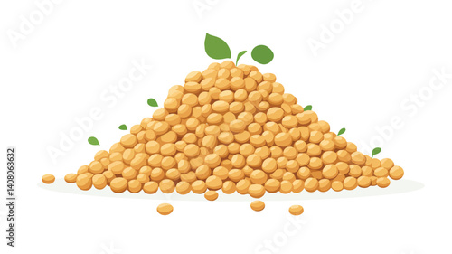 Stacked Soybeans Heap Flat Vector - Nutritious Veg