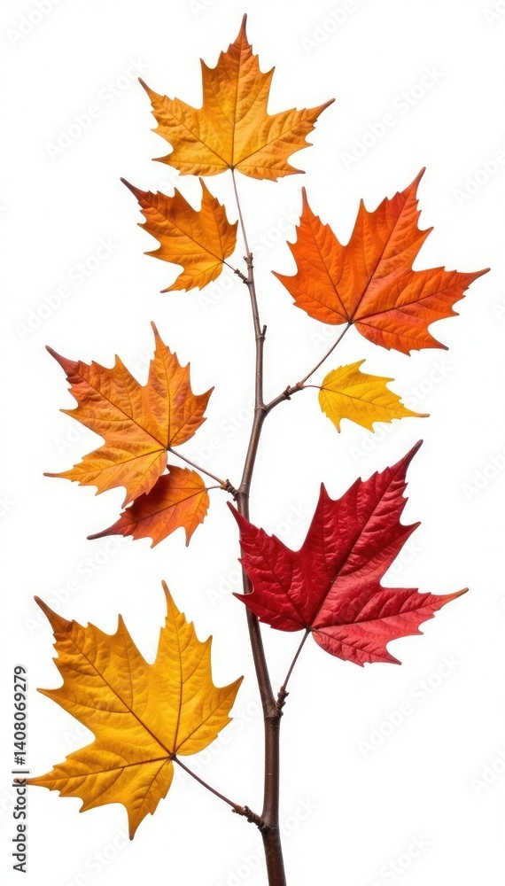 Dried branches with fall leaves isolated on white, autumnal, branches Dried branches with fall leaves isolated on white, autumnal, branches
