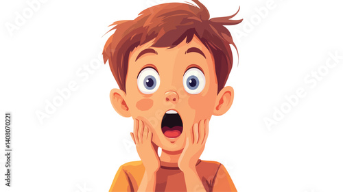 Surprised Kid Isolated Vector Illustration - Expression of Amazement and Wonder