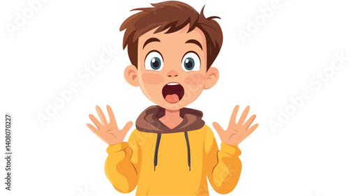 Surprised Kid Isolated Vector Illustration - Expression of Amazement and Wonder