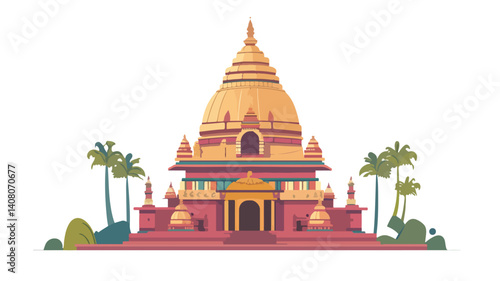 Swayambhunath Ancient Religious Architecture Vector Illustration