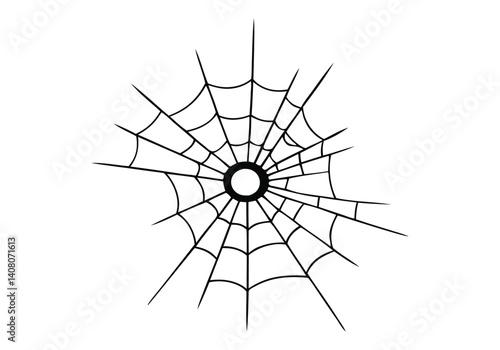 High contrast black and white illustration of cracked glass with bullet holes and radiating spiderweb-like fracture patterns

