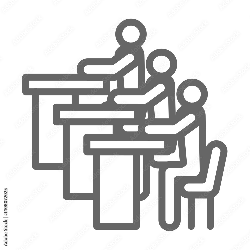 Classroom Vector Line Lt Pink Grey Icon Design Classroom Vector Line Lt Pink Grey Icon Design