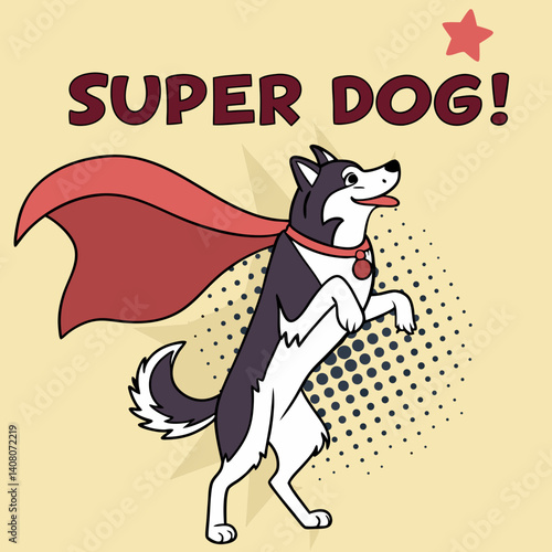 Siberian Husky dressed as a superhero