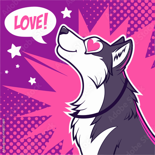 Siberian Husky with heart-shaped eye