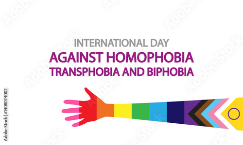 Homophobia Transphobia and Biphobia Against International Day hand, vector art illustration.
