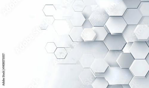 Abstract white background with hexagonal shapes for a technology and science vector presentation banner template