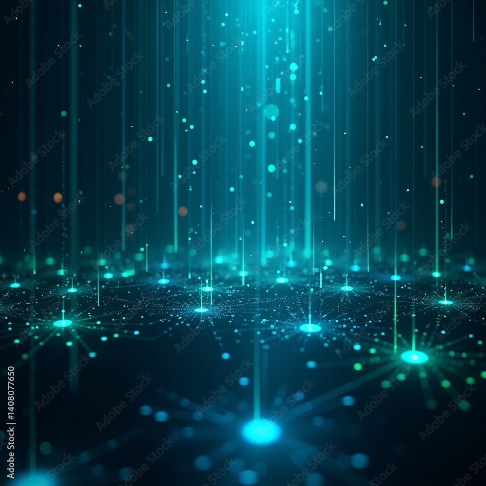 Sci-Fi Digital Blockchain Stream with Shimmering Light Grids and Virtual Particles Representing Data and Decentralized Technology Sci-Fi Digital Blockchain Stream with Shimmering Light Grids and Virtual Particles Representing Data and Decentralized Technology