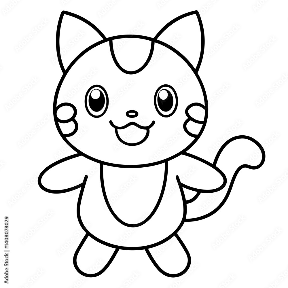 Playful Kawaii Creatures Vector Illustration on White Background Playful Kawaii Creatures Vector Illustration on White Background