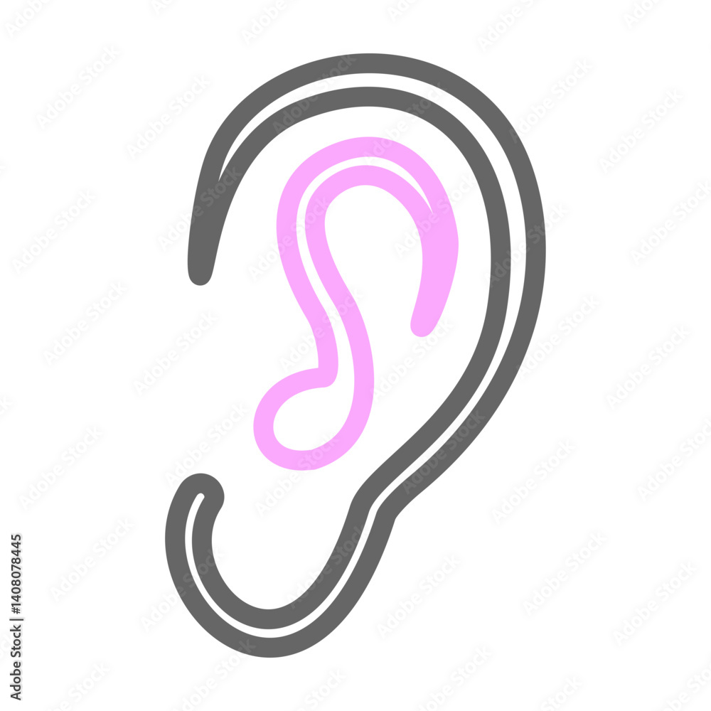 Ear Vector Line Lt Pink Grey Icon Design Ear Vector Line Lt Pink Grey Icon Design