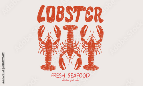 Fresh seafood . Lobster design. Fish vintage artwork. Lemon design. Stay salty. Seafood club. Lobster fish artwork for t shirt print, poster, sticker and other uses.