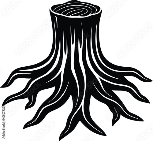 Tree Stump Silhouette Vector | Nature Design