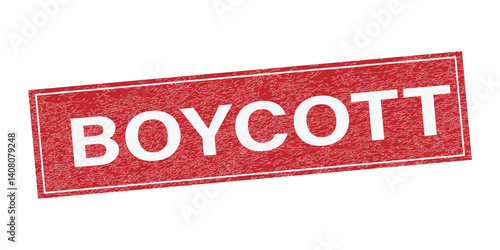 Red Grunge Protest Stamp Vector – Bold White Text on Distressed Rubber Rectangle