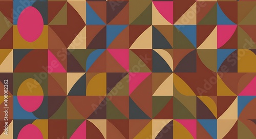 Wallpaper Mural Warm Geometric Abstract: Earthy Tones & Bold Shapes AI Generated Torontodigital.ca