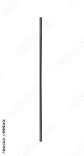 Vertical metal dark aluminum pole pipe. On isolated transparent background.