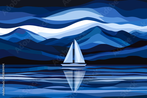 sailboat in the sea landscape 