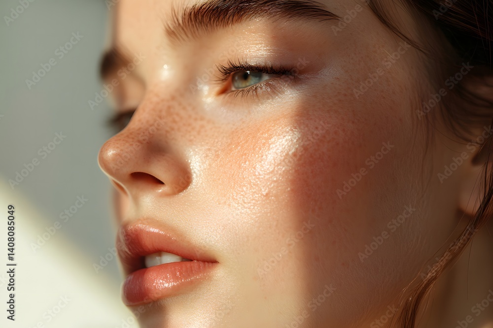 Fototapeta premium Natural Beauty Profile: Side Profile of a Face Showcasing Natural Beauty Lighting, Simplicity, and Elegance