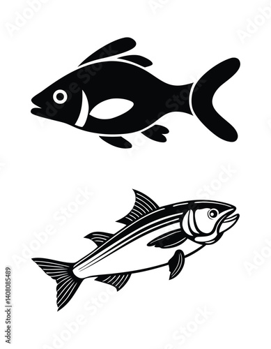 Marine animal fish vector illustration, a cartoon silhouette from the sea